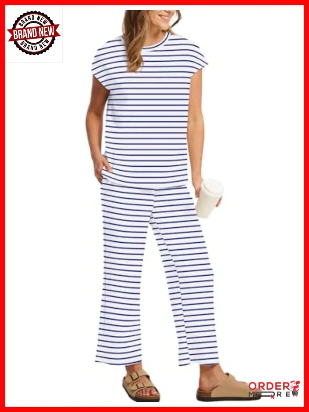 Women's 2 Piece Lounge Set Cap Sleeve Top & Pants Silky Soft Vacation Outfit